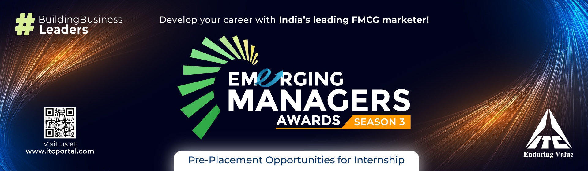 ITC Emerging Managers Awards Season 3 guide banner for first year MBA students