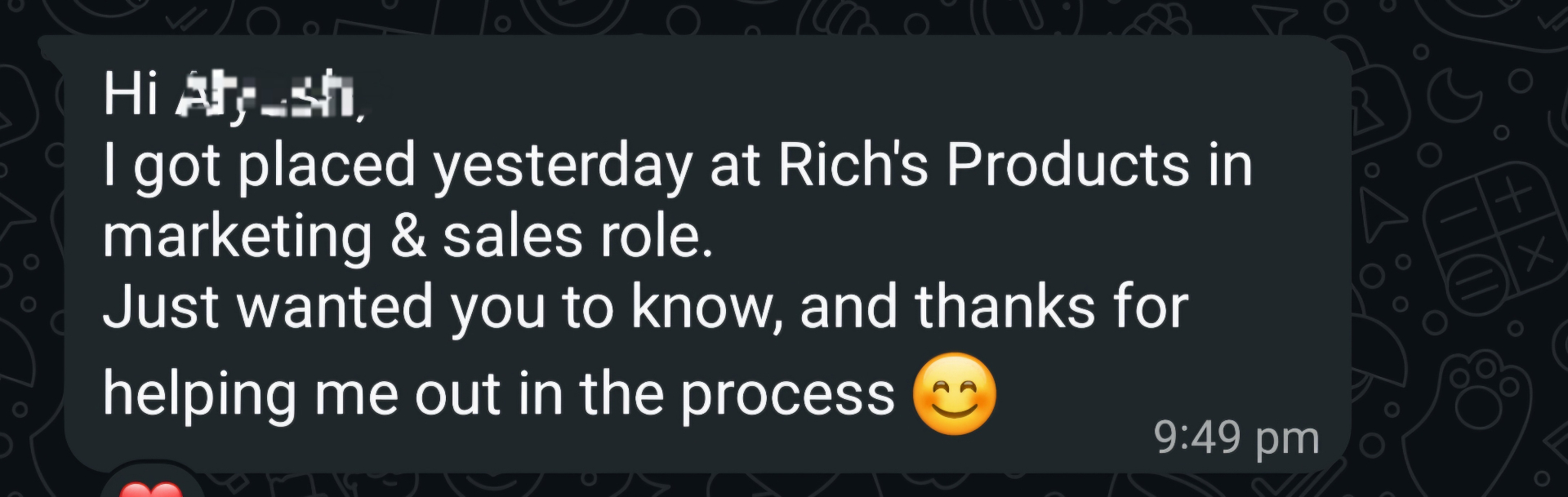 AceMBA student WhatsApp testimonial 5