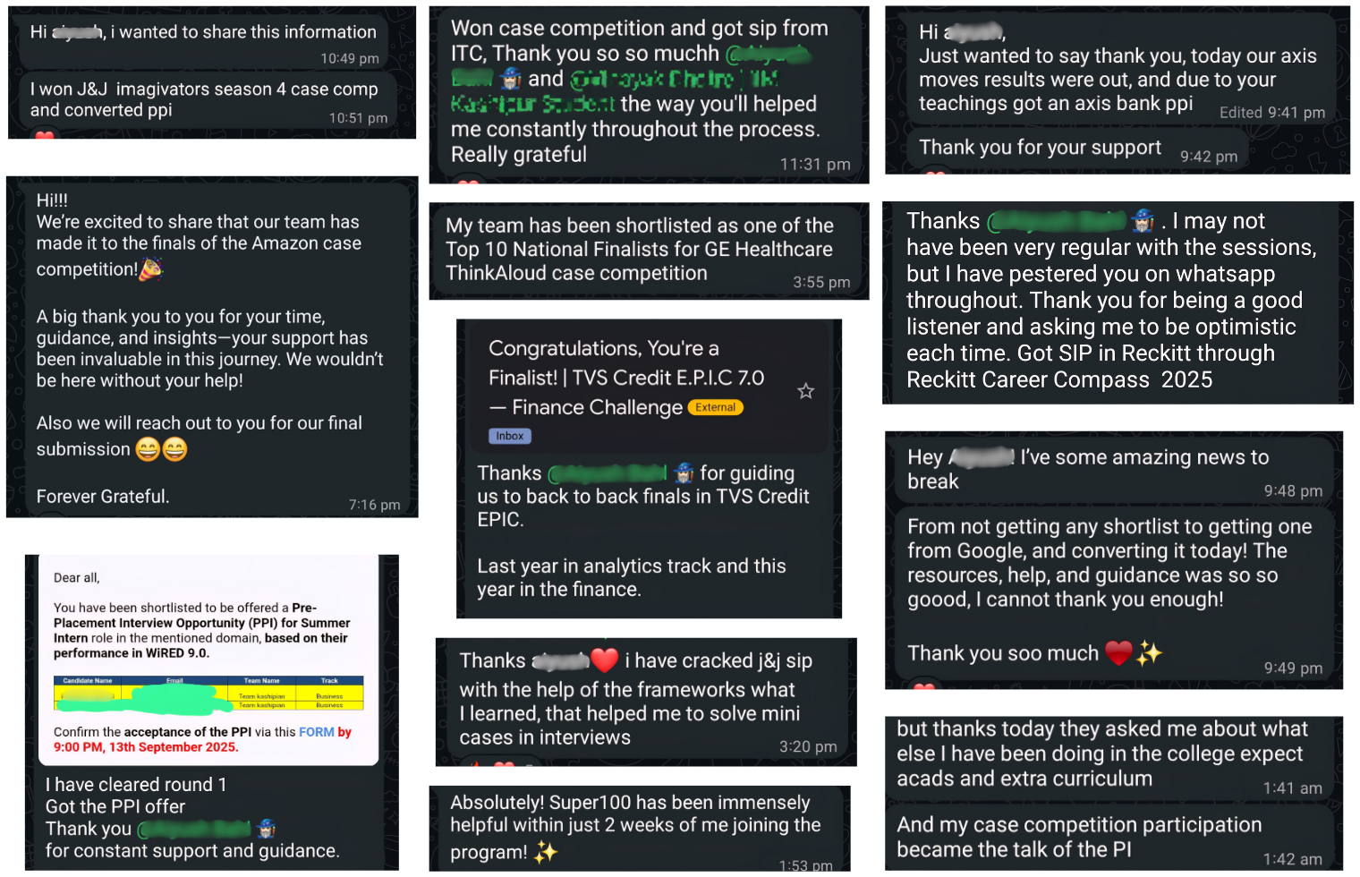 Case Competition WhatsApp Testimonials